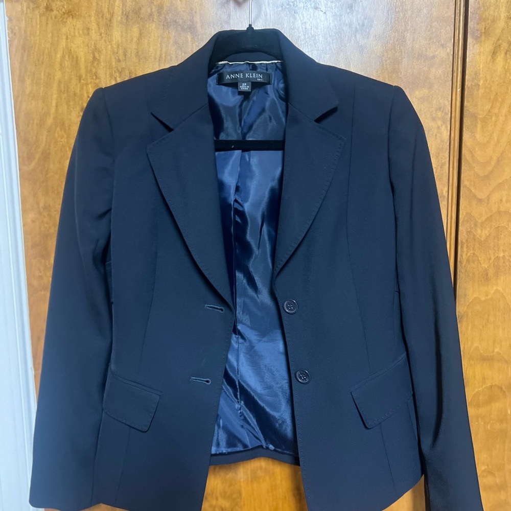 Women’s Petite Navy Single-Breasted Blazer - Anne Klein